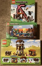 3 LEGO Minecraft Mini Biomas 21589, Pillager Outpost 21278, Pickaxe Mine 21277