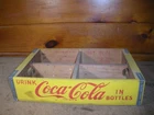 Vintage Wooden COCA-COLA Yellow Shipping Crate