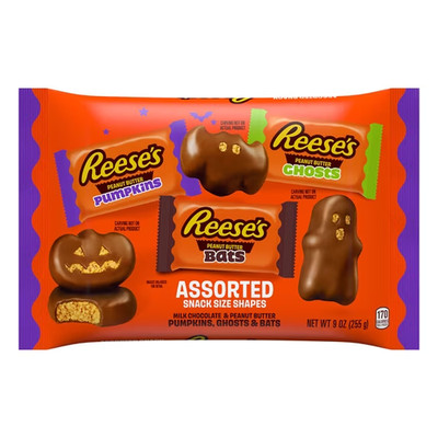 Reese's Assorted Milk Chocolate Snack Size Peanut Butter Shapes, 9 oz ., NEW