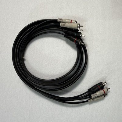 6 ft Black Flat Composite AV Cable RCA Male to RCA Male Red White Yellow