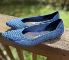 ROTHY'S The Point Lapis Python Blue Retired Print 7.5 Designer Knit Comfort