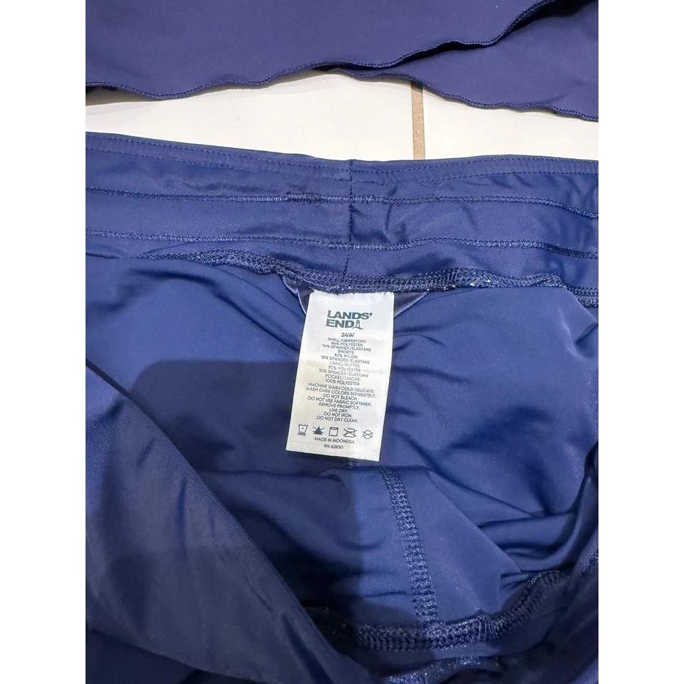 Lands End Plus Womens Tankini Set 3X 24W Navy Blue Swim Skirt Built-in Bra Liner - Image 2 of 4