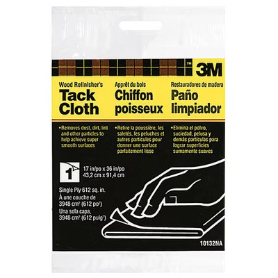 3m Tack Cloth, Single Ply, 17 in x 36 in, Polyester, White, Wood, 17 in Overall