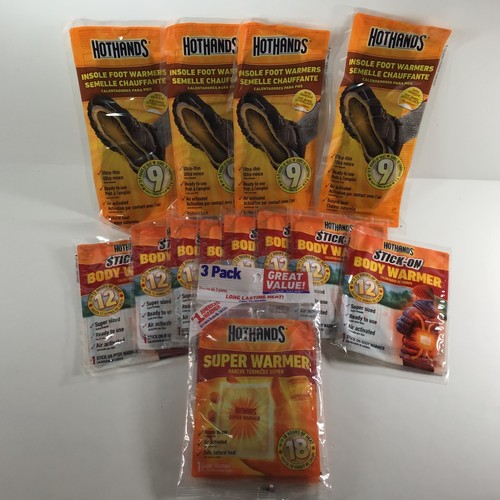 HotHands MIXED LOT 9-18 HOURS Insole, Stick-On SUPER SIZED Body Warmers 15 Packs - Picture 2 of 14