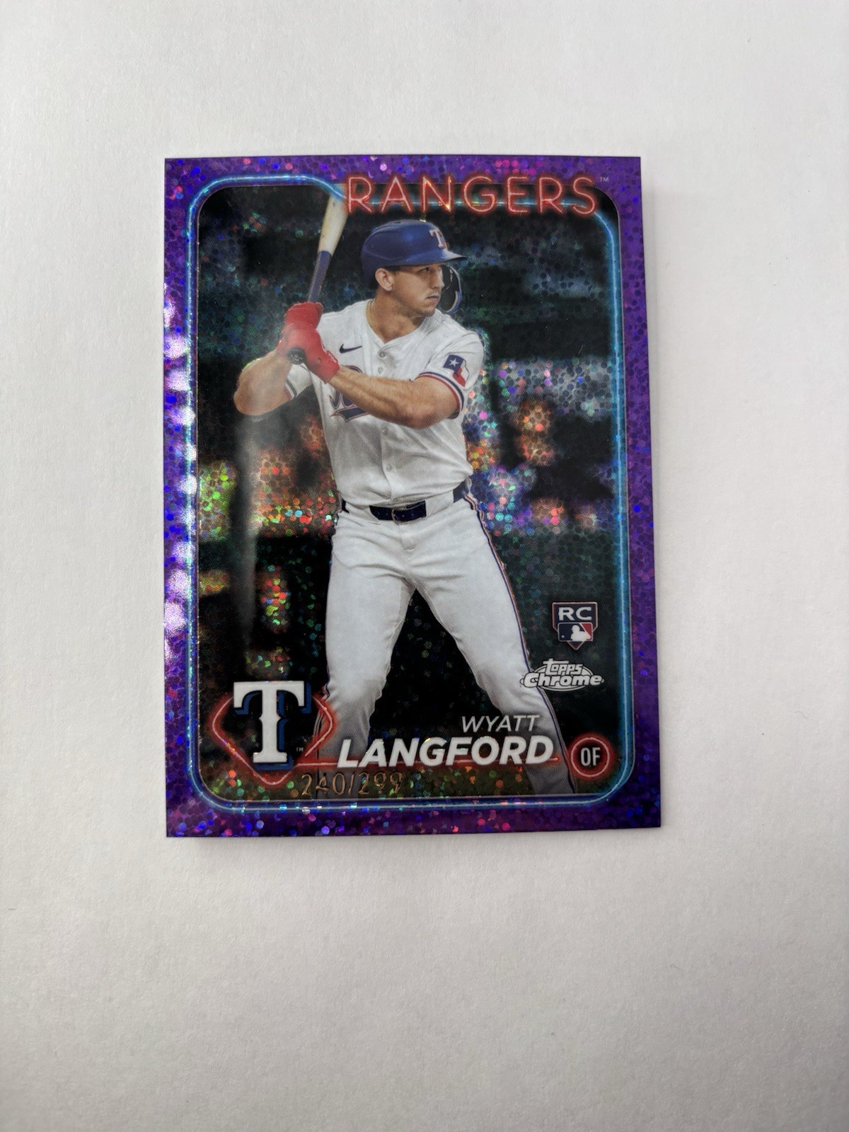 2024 Topps Chrome #122 Wyatt Langford RC Purple Speckle Refractor /299 Rookie