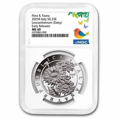 2025 Italy 1 oz Silver Flora & Fauna - The Daisy MS-69 NGC (ER) | eBay