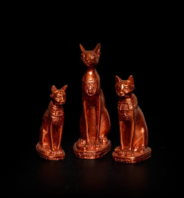 RARE ANCIENT EGYPTIAN ANTIQUE 3 Statues for Goddess Bastet Cat Egyptian Rare BC