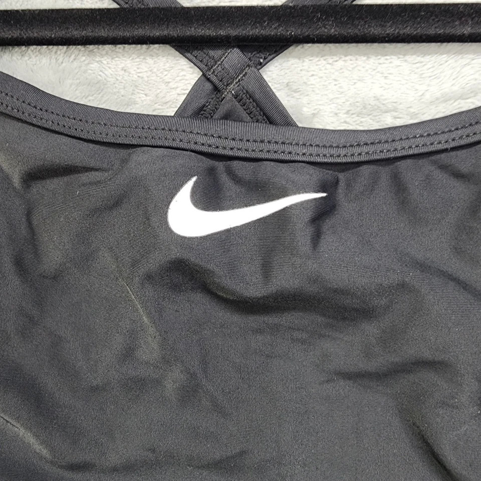 Vintage Nike Swimsuit Size 34 Black Logo Swoosh Hydrasong Racerback One Piece - Image 2 of 4