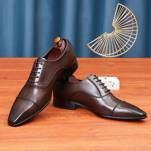 Lace Up Oxfords Formal Dress Mens Real Leather Shoes Wedding Business Party Size - Picture 5 of 20