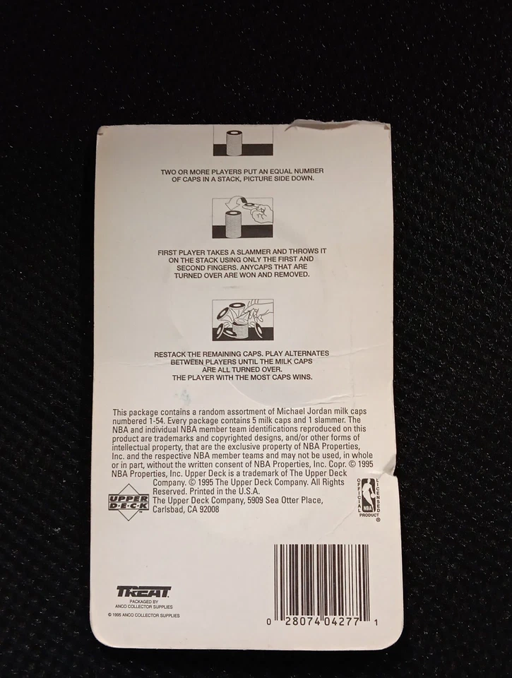 Michael Jordan Milk caps Pogs 1995 NBA Slammer Upper Deck - Image 2 of 2