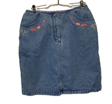 90s floral denim skirt Christopher Banks sz 26 y2k grandmacore embroidery fall
