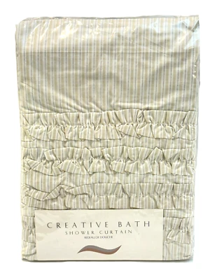 Creative Bath Shower Curtain 72" x 72" Can-Can Beige Shabby Cottage Style - Image 1 of 4