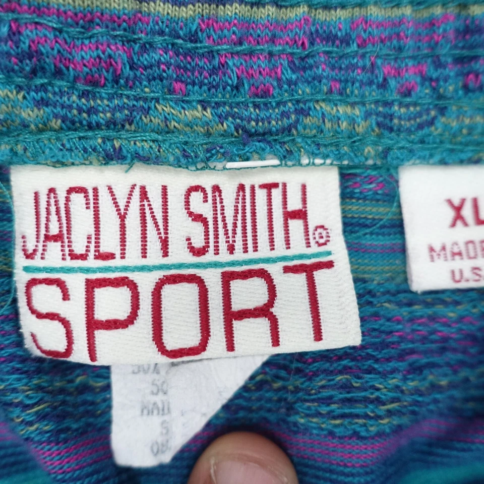 Jaclyn Smith Sport Wrap Skirt Women's XL Teal Southwest Stripe Elastic Waist - Image 4 of 4