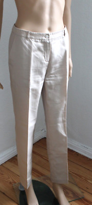 Marke: Max Mara Gr. 36/ S beigefarbene schmale edle Sommerhose Baumwolle Seide