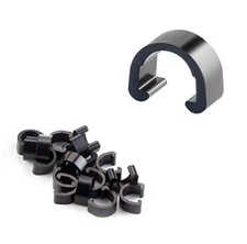 Bicycle Black Aluminum C-Type Clips - Works w/ Shift & Brake Cable Housing - 5pk