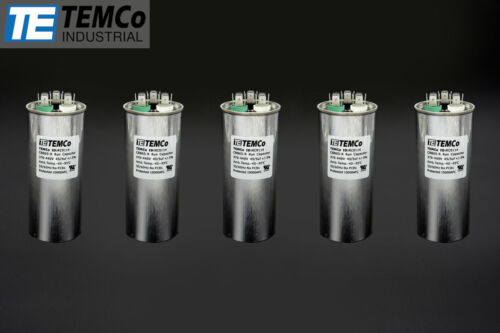 TEMCo 45+5 uf/MFD 370-440 VAC volts Round Dual Run Capacitor 50/60 Hz -Lot-5 - Picture 1 of 4