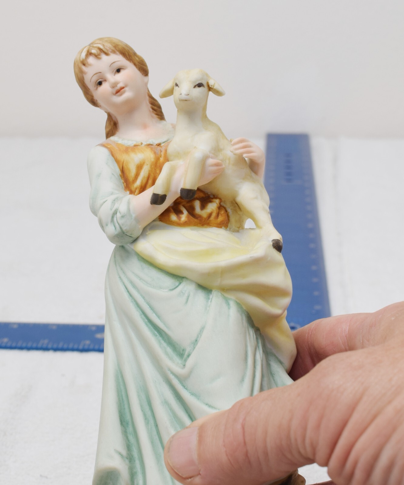 VTG Ethan Allen Figurine Bisque Woman with Sheep #3211B 9" Hand Painted