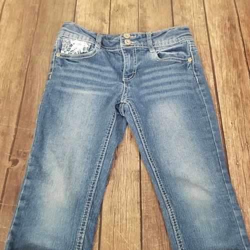Faded Glory Capri Jeans Girls 8 Blue Medium Wash Mid Rise Embroidered - Picture 5 of 8