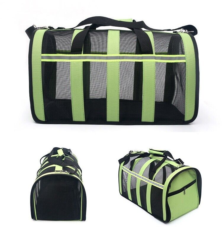 Perfect Green Pet Carrier Travel Breathable Mesh Cat Dog Foldabl