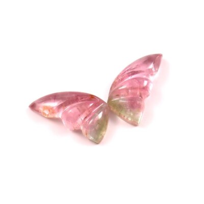 Loose Gemstone Natural Watermelon Tourmaline Hand Carved Butterfly Wings A1106
