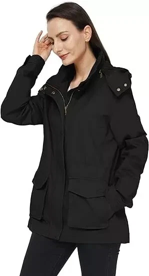 WenVen Women mid-season parka jacket, removable hood, trench coat, cotton size L - Image 2 of 4
