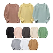 Kids Fleece Shirts Boys Girls Long Sleeve Base layer Soft Thermal Winter Tops