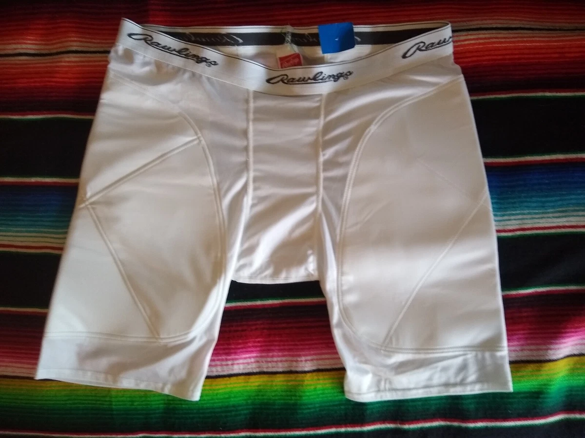 New Rawlings Mens XL White Padded Sliding Shorts Baseball Softball