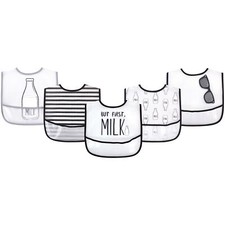 Little Treasure Baby Boy Waterproof PEVA Bibs 5pk, But First Milk, One Size