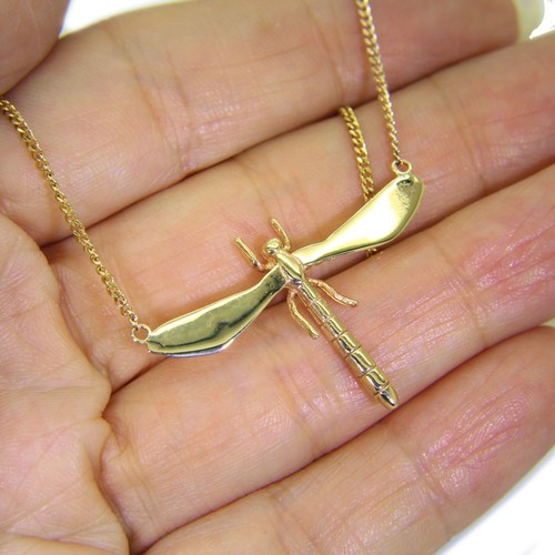 Collar de oro amarillo de 9 quilates libélula a medida - Imagen 7 de 7
