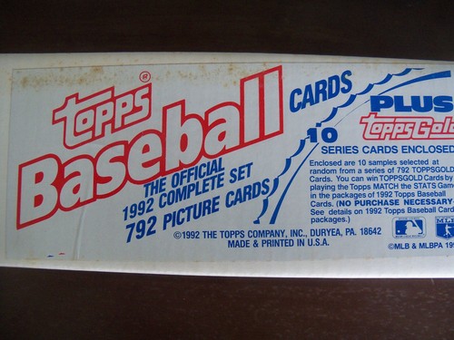 1992 TOPPS BASEBALL FACTORY SEALED SET 792 CARDS PLUS 10 GOLD CARDS - Picture 2 of 2