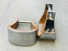 Western Bell Wooden Stirrups for Horses Stainless Steel Covered Sold in Pair