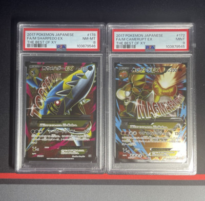 Mega Camerupt & Mega Sharpedo EX 172 & 178/171 - Best of XY - PSA 9 & 8 Pokemon