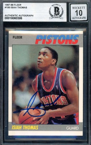 Isiah Thomas Gem Mint 10 Beckett BAS Signed 1987-88 Fleer Autograph