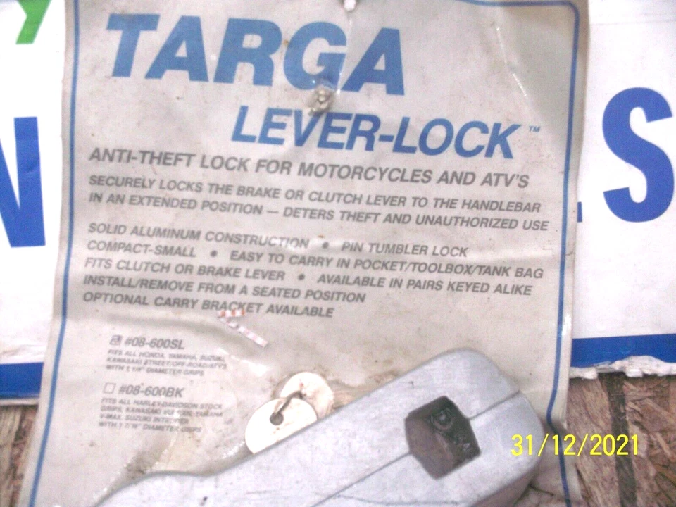 TARGA MOTORCYCLE LEVER LOCK TARGA LEVER LOCK N KEY TARGA 08-600SL ATV ANTI THEFT - Image 3 of 4