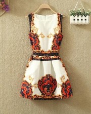 Fashion Jacquard Digital Printing Sleeveless Dress