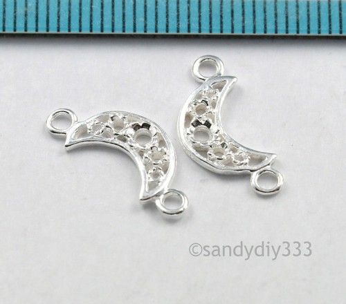 4x HELLE STERLINGSILBER MOND GLIEDER VERBINDER PERLEN 11,2 mm #294 - Bild 2 von 2