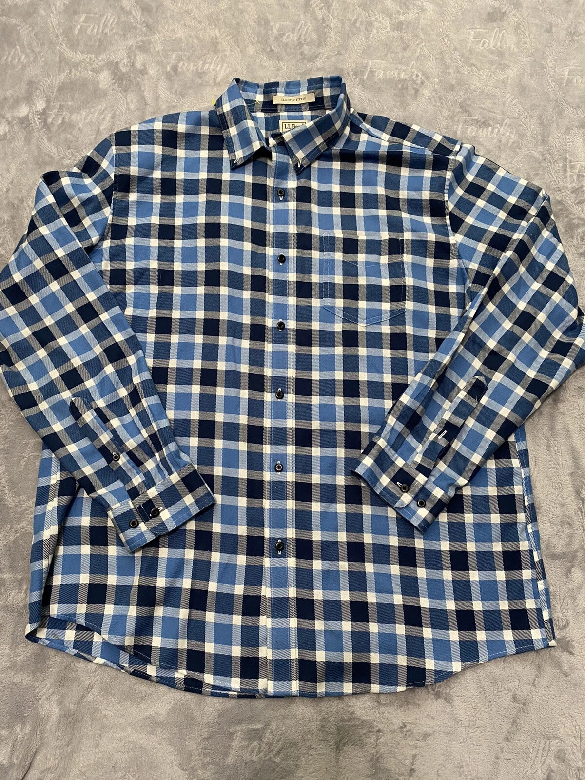 LL Bean Shirt mens Size XL Button Flannel Long Sleeve outdoor blue Plaid A10