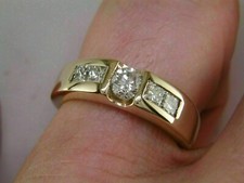 2. CT Lab-Created Diamond Men's Wedding Band Ring Silver 14K Yellow Gold Plated