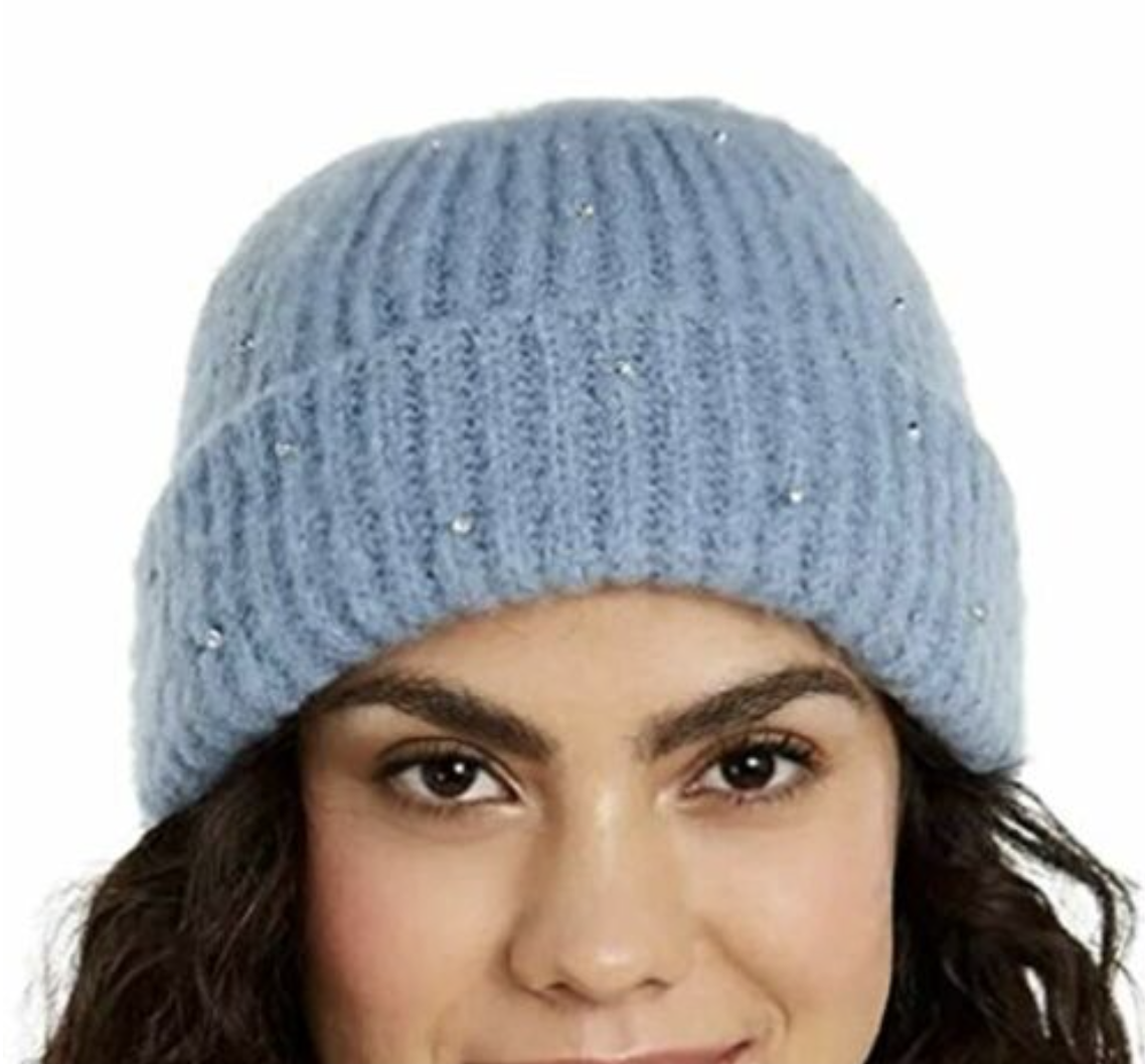 INC International Concepts Women's Ashley Blue All Over Gemstone Beanie New #68
