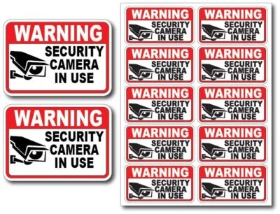 12x SECURITY CAM IN USE Surveillance Burglar Alarm Decal Warning Stickers Safety