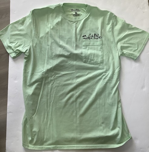 Salt Life Fish/Surf/Dive Since 2003 Green Pocket T-shirt Large 65% Poly ...