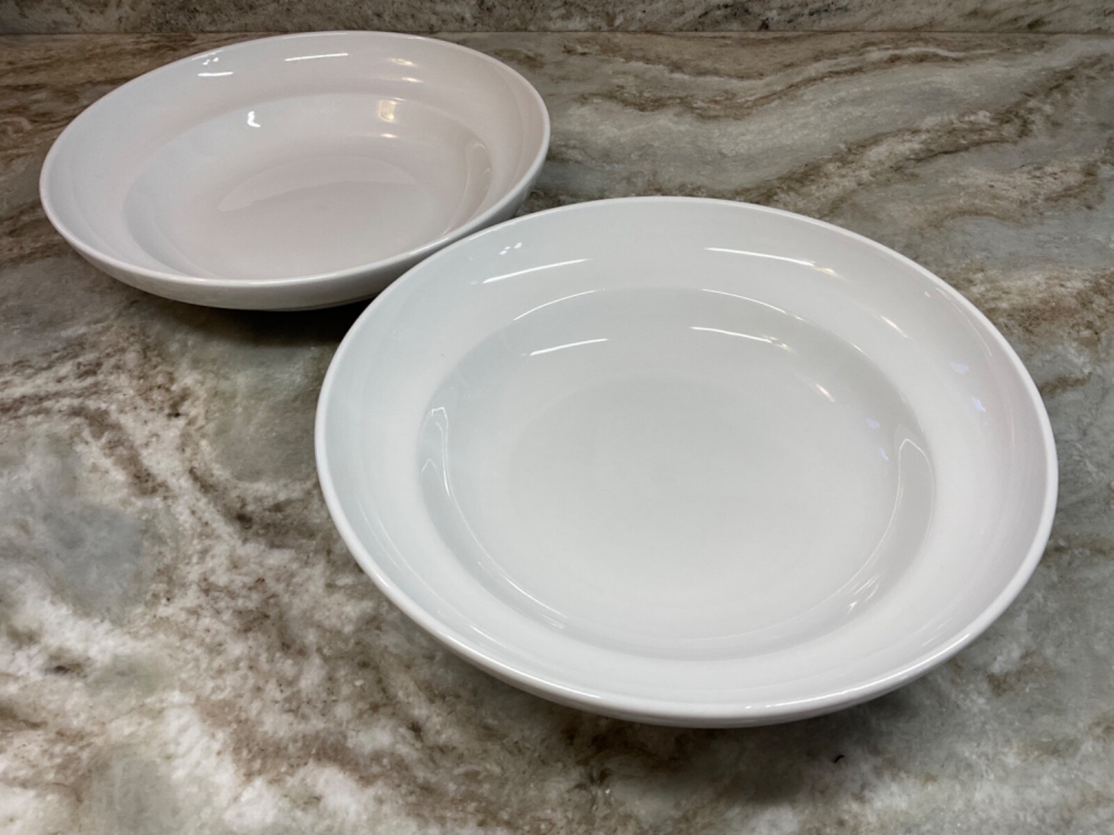 Fine Porcelain Pasta Bowls Euro Ceramica White Essential. Set Of 2 New.