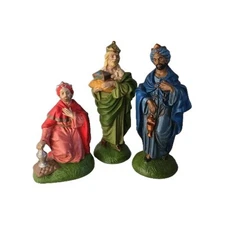 VTG Atlantic Mold FM Nativity Set of 3 Pieces Wisemen Ceramic Hand Painted 1977