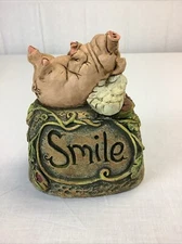 Telle M Stein " Winged Sleeping Pig " 2007 On Smile Rock  7”x 6”