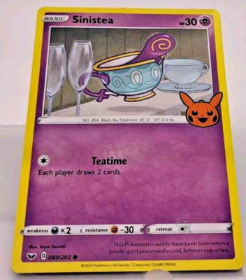 Pokemon TCG Card SINISTEA Trick or Trade 089/202 Halloween Stamp