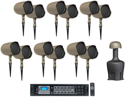 (12) JBL GSF6-TN 6.5'' Landscape Ground Stake 70v Commercial Speakers+12'' Sub+Amp