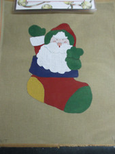 Stitch in Time Handpainted Needlepoint Canvas Santa in Stocking