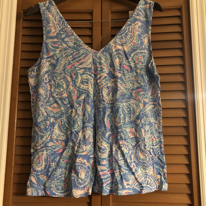 Lilly Pulitzer Gigi Tank Top Zanzibar Blue Fish Kiss Pink Large