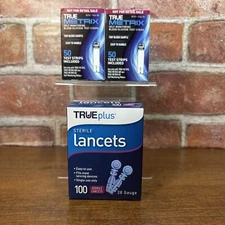 True Metrix Blood Glucose 100 Test Strips (2 x 50) Plus 100 Lancets GOOD DATES