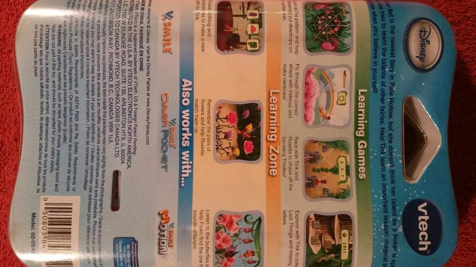 VTECH V.SMILE POCKET LEARNING SYSTEM GAME DISNEY FAIRIES TINKER BELL NEW - Image 2 of 4
